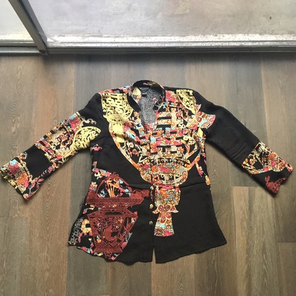 Citron Santa Monica long sleeve v-neck silk blouse