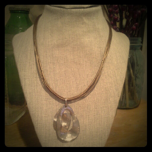 Gold Leather and Silver pendant