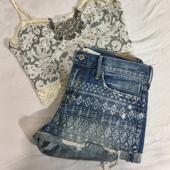 Hollister Pants - Hollister Destroyed Tribal High Waisted  Shorts