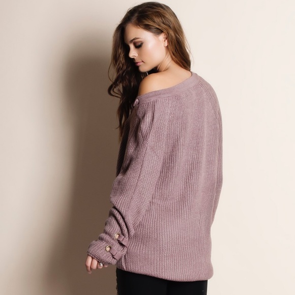 Murmur Lace Up Sweater Top - Picture 3 of 3