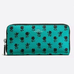 Coach wallet Badlands Floral Flowers Turquoise