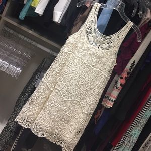 Lauren Conrad cream crochet dress
