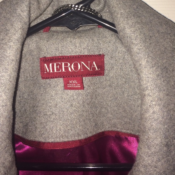 🆕📍Grey heather wool coat w/ pink silk inside XXL - Picture 2 of 4