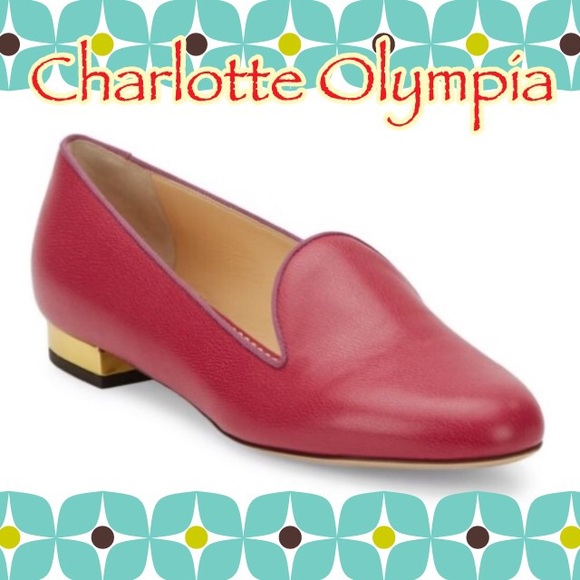 💯Authentic NEW Charlotte Olympia Hot Pink Loafers - Picture 1 of 8