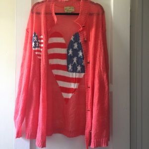 WILDFOX oversized pink flag cardigan