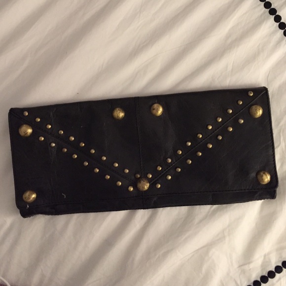Black studded clutch