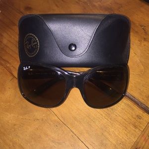 Tortoise shell colored polarized RayBans.