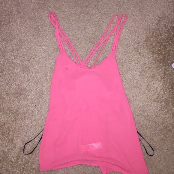 Bright pink criss cross tank