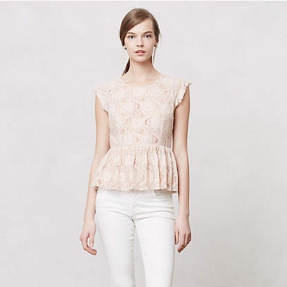 Anthropologie Tops - Anthropologie Maeve Lace Peplum Top