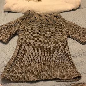 Adorable short sleeve braided sweater