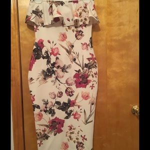 Asos Strapless Ruffle Floral Print Dress