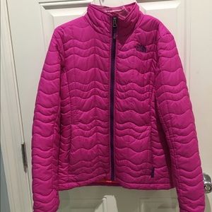One pink, North Face jacket. Size- M