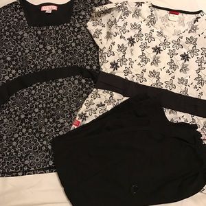 Two scrub tops and scrub pants