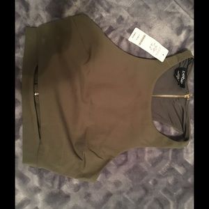 Bebe Khaki Green Crop Top