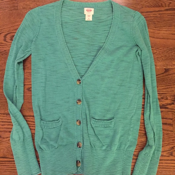 Teal long button up cardigan