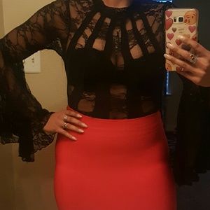 High collar lace body suit