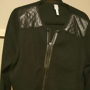 Chico's faux leather trimmed jacket
