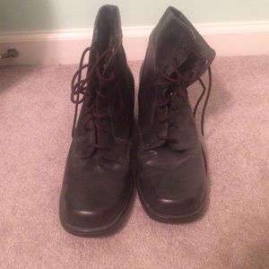 Brown combat boots