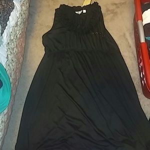 Black ruffle neck dress