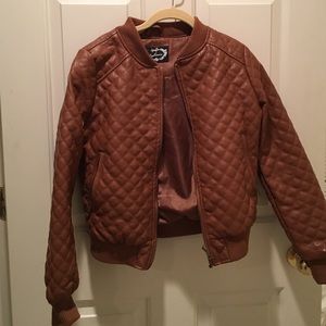 Faux leather bomber jacket