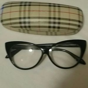 Cat eye black eyeglass frame.