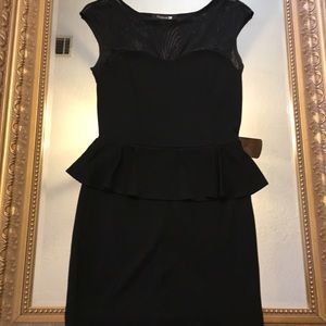 Sexy Black Shear Peplum Dress