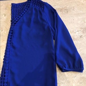 Cobalt blue v-neck blouse
