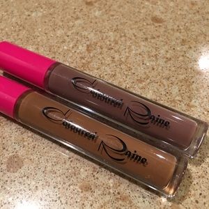 Coloured Raine liquid lip stain in SOUL and SUEDE.