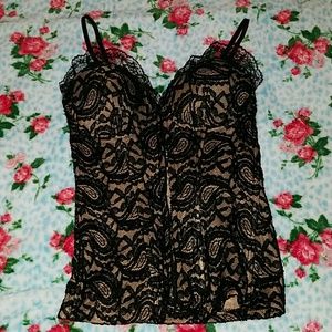 Nude and lace bustier