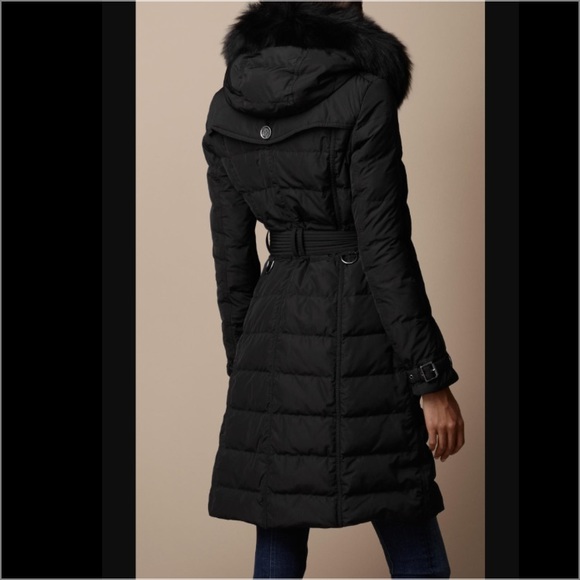 Burberry Double Breasted Down Coat with Fur Hood - Picture 4 of 5