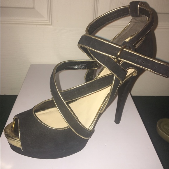 Black and Gold Strappy Heels