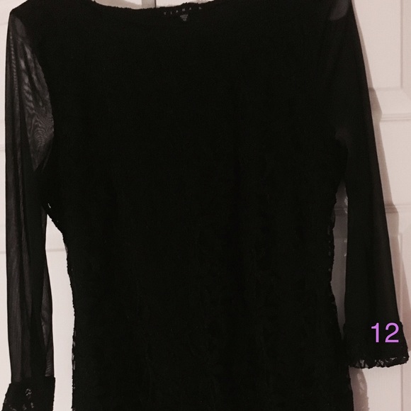 Black laced dress with sheer 3 quarter sleeves