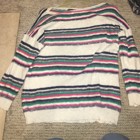 Striped sweater with 3/4 sleeves