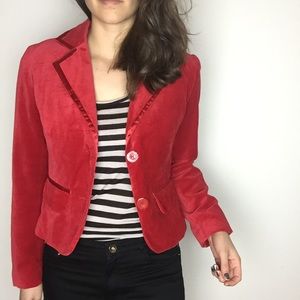Red velvet-like blazer