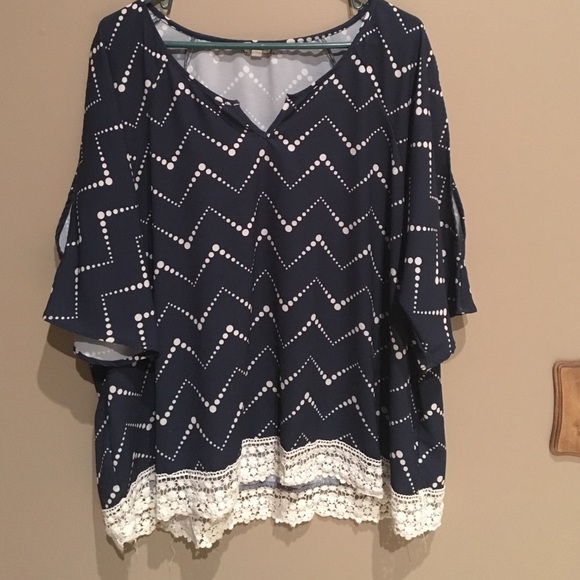 Plus Size Cold shoulder Navy Blue Blouse ✨