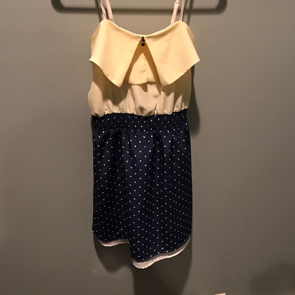 Xhilaration Yellow / Blue Polka Dot Dress