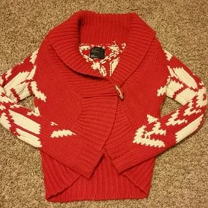 Red & cream button Cardigan