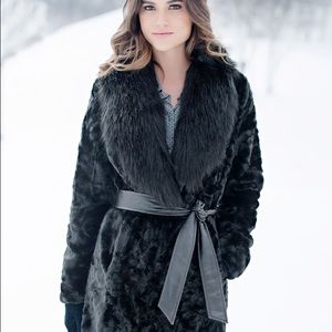 Black faux fur coat with belted waiste.Never worn