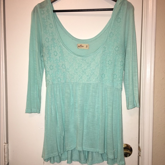 Hollister turquoise babydoll lace top