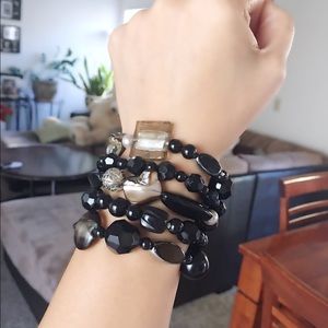 ❌SOLD❌Black and silver bundle bracelet.