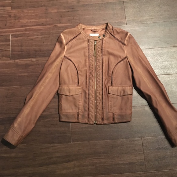 Anthropologie small brown leather jacket