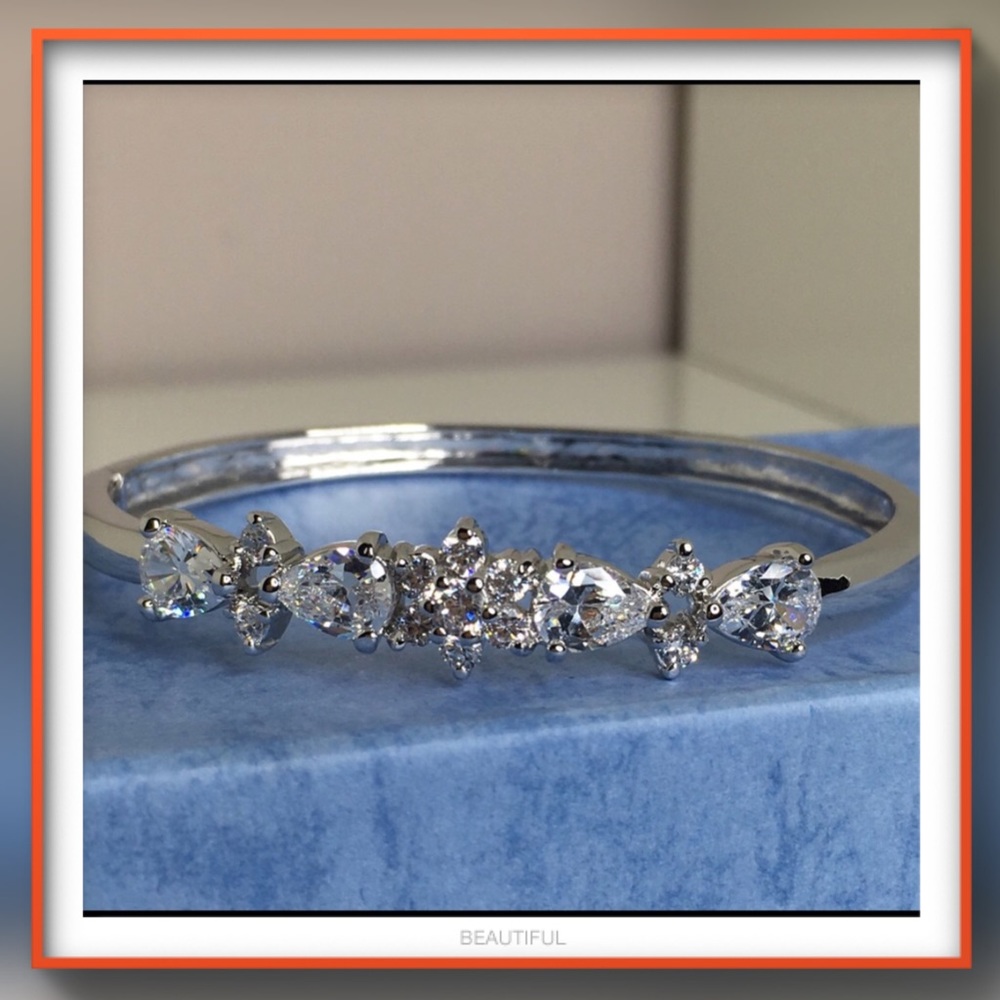 Ladies multi stone AAA CZ silver bangle