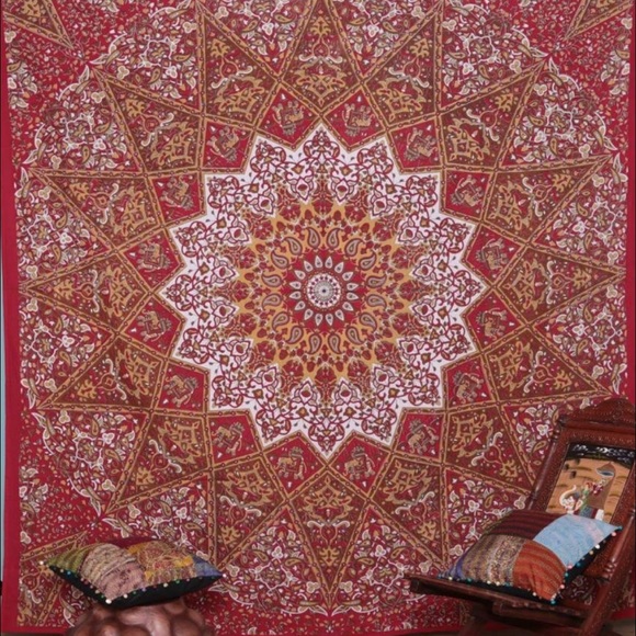 Red mandala decorative tapestry
