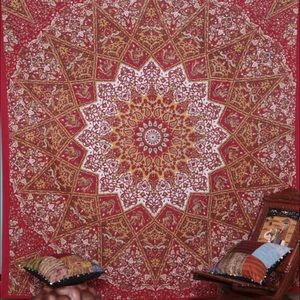 Red mandala decorative tapestry
