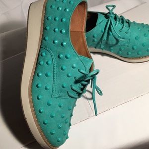 Office London mint green studded shoes