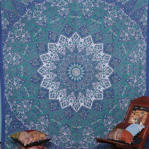 Blue mandala tapestry
