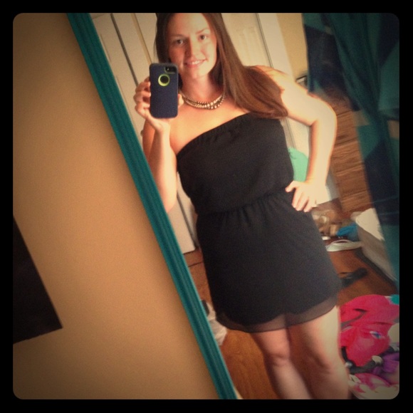 Express Black Strapless Dress