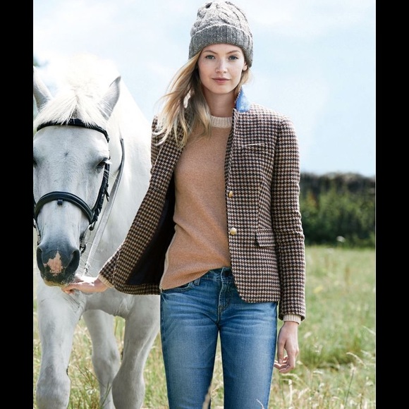 J. Crew Schoolboy Blazer in Houndstooth Tweed
