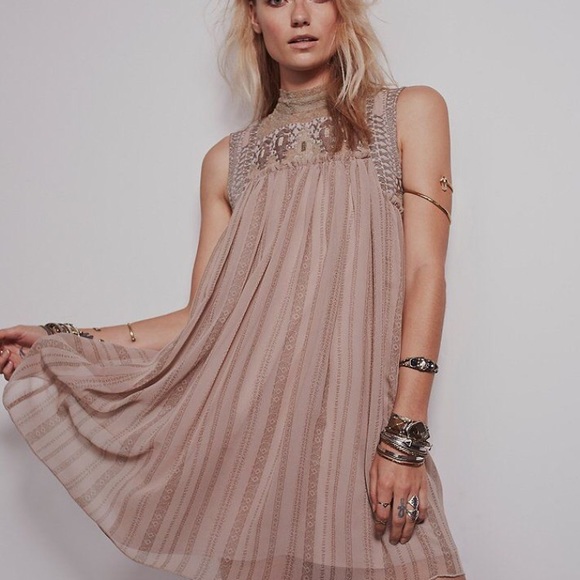 Free People Babylon High Neck Lace Dress