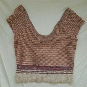 Free people Boho shirt sleeve sweater crop top